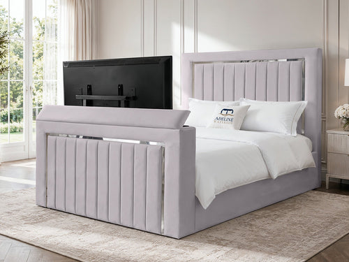 Gatsby Silver Frame Vertical Channel TV Bed – 48" Headboard