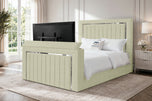 Almond Gatsby Silver Frame Vertical Channel Storage TV Bed 48"