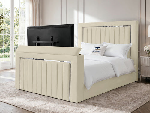 Gatsby Silver Frame Vertical Channel TV Bed – 60" Headboard