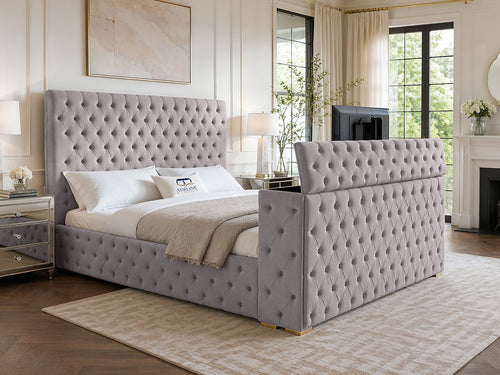 Grandeur Chesterfield Button-Tufted TV Bed – 48" Headboard