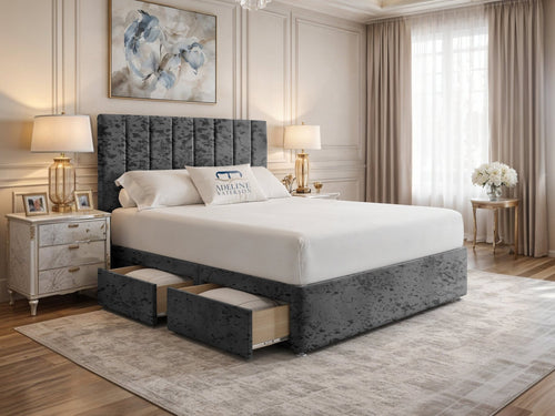 Harlow Vertical Channel Divan Bed Set with Storage Drawers, Floor Standing Headboard & Footboard