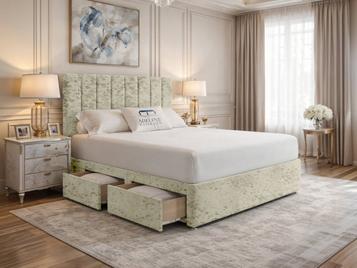 Harlow Vertical Channel Divan Bed Set with Storage Drawers, Floor Standing Headboard & Footboard