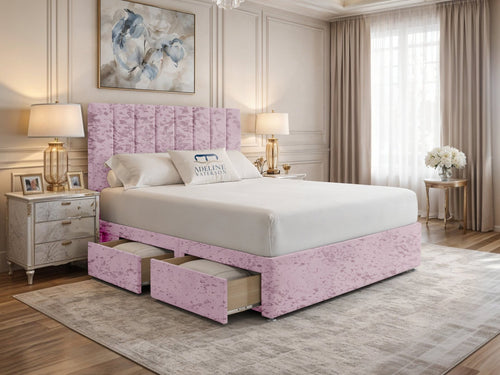 Harlow Vertical Channel Divan Bed Set with Storage Drawers, Floor Standing Headboard & Footboard