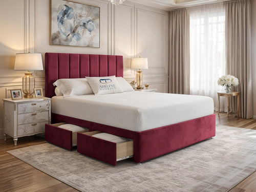 Harlow Vertical Channel Divan Bed Set with Storage Drawers, Floor Standing Headboard & Footboard