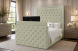 Almond Imperial Stud Button-Tufted Storage TV Bed 54"