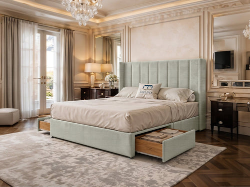 Kensington Vertical Channel Divan Bed Set with Storage Drawers, Floor Standing Headboard & Footboard