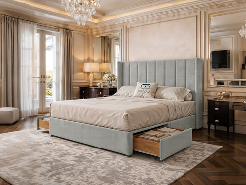 Kensington Vertical Channel Divan Bed Set with Storage Drawers, Floor Standing Headboard & Footboard