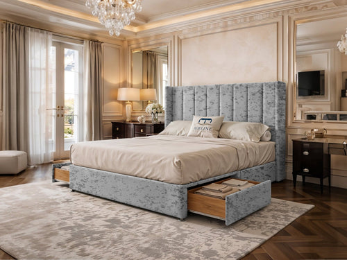 Kensington Vertical Channel Divan Bed Set with Storage Drawers, Floor Standing Headboard & Footboard