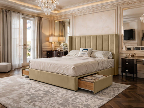Kensington Vertical Channel Divan Bed Set with Storage Drawers, Floor Standing Headboard & Footboard
