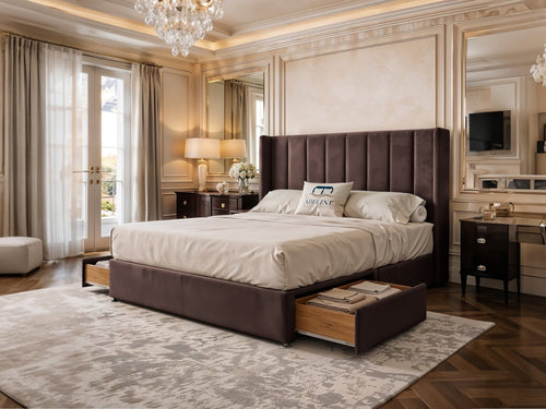 Kensington Vertical Channel Divan Bed Set with Storage Drawers, Floor Standing Headboard & Footboard