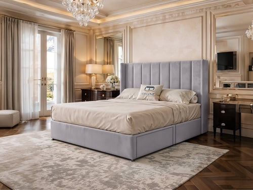 Kensington Vertical Channel Divan Bed Set with Storage Drawers, Floor Standing Headboard & Footboard