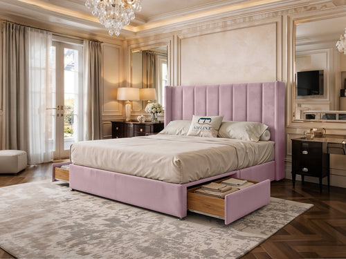 Kensington Vertical Channel Divan Bed Set with Storage Drawers, Floor Standing Headboard & Footboard