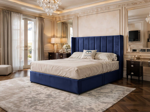 Kensington Vertical Channel Divan Bed Set with Storage Drawers, Floor Standing Headboard & Footboard