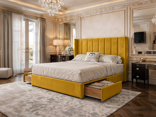 Kensington Vertical Channel Divan Bed Set with Storage Drawers, Floor Standing Headboard & Footboard