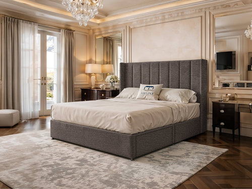 Kensington Vertical Channel Divan Bed Set with Storage Drawers, Floor Standing Headboard & Footboard