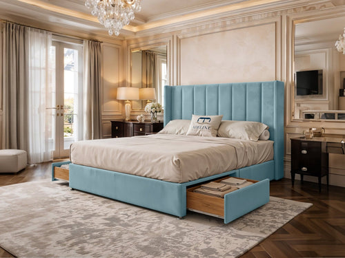 Kensington Vertical Channel Divan Bed Set with Storage Drawers, Floor Standing Headboard & Footboard