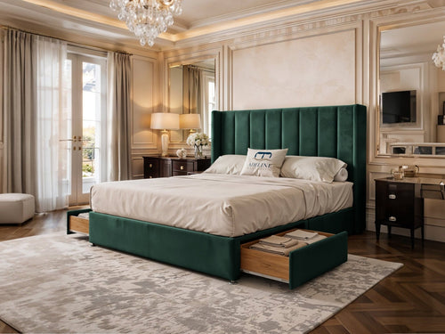 Kensington Vertical Channel Divan Bed Set with Storage Drawers, Floor Standing Headboard & Footboard