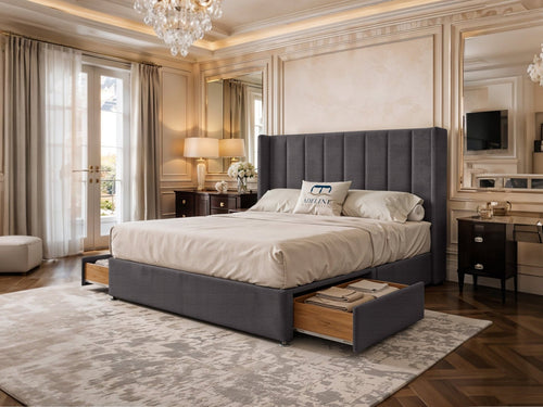 Kensington Vertical Channel Divan Bed Set with Storage Drawers, Floor Standing Headboard & Footboard