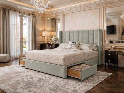 Kensington Vertical Channel Divan Bed Set with Storage Drawers, Floor Standing Headboard & Footboard