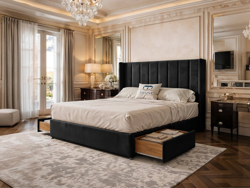 Kensington Vertical Channel Divan Bed Set with Storage Drawers, Floor Standing Headboard & Footboard