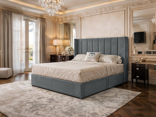 Kensington Vertical Channel Divan Bed Set with Storage Drawers, Floor Standing Headboard & Footboard