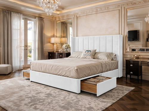 Kensington Vertical Channel Divan Bed Set with Storage Drawers, Floor Standing Headboard & Footboard