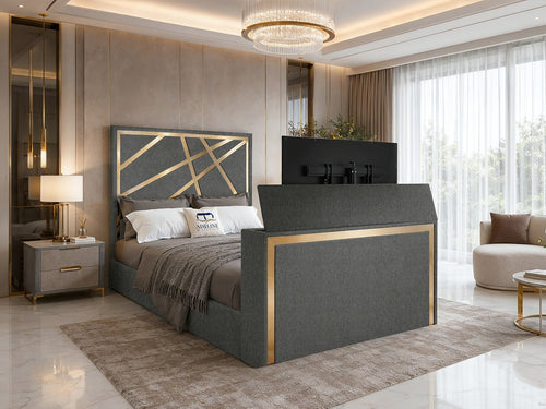 Luxe Gold Panel TV Bed – 48" Headboard