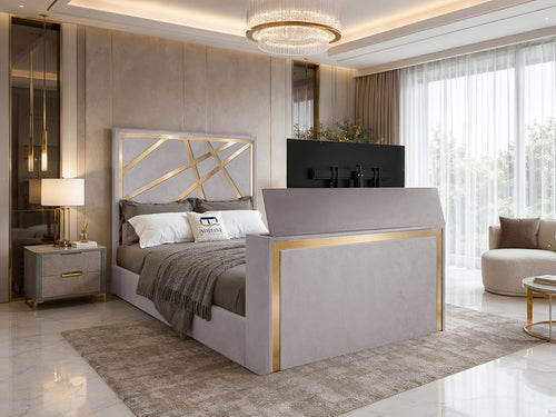 Luxe Gold Panel TV Bed – 54" Headboard
