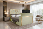 Almond Luxe Gold Panel Storage TV Bed 54"