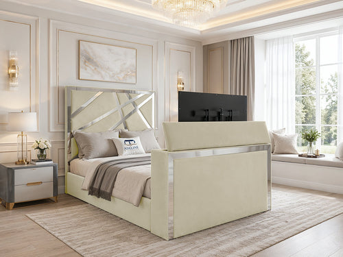 Luxe Silver Panel TV Bed – 48" Headboard