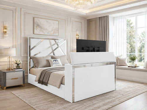 Luxe Silver Panel TV Bed – 54" Headboard