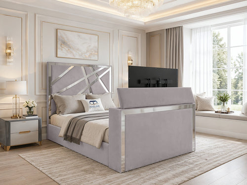 Luxe Silver Panel TV Bed – 60" Headboard