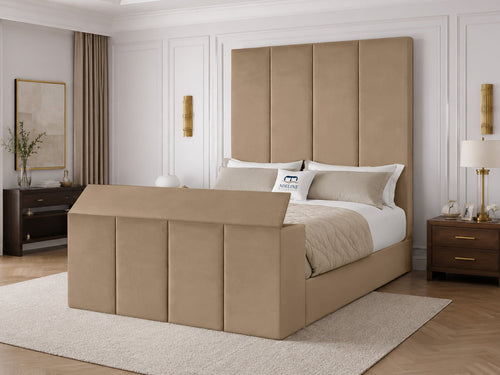 Marquee Panel Storage TV Bed Set with End Lift – 48" Floor Standing Headboard
