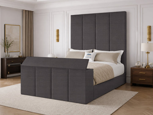 Marquee Panel Storage TV Bed Set with End Lift – 48" Floor Standing Headboard