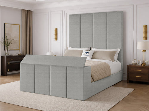 Marquee Panel Storage TV Bed Set with End Lift – 48" Floor Standing Headboard