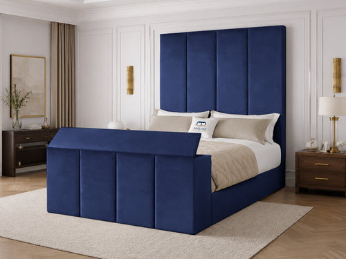 Marquee Panel Storage TV Bed Set with End Lift – 48" Floor Standing Headboard