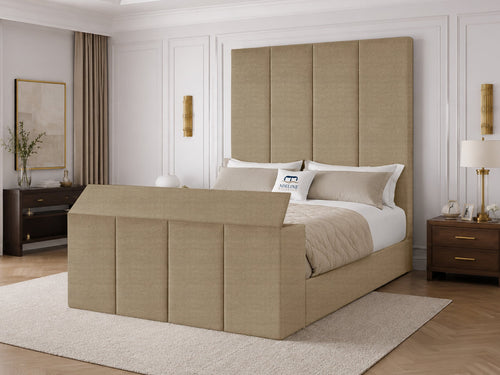 Marquee Panel Storage TV Bed Set with End Lift – 48" Floor Standing Headboard
