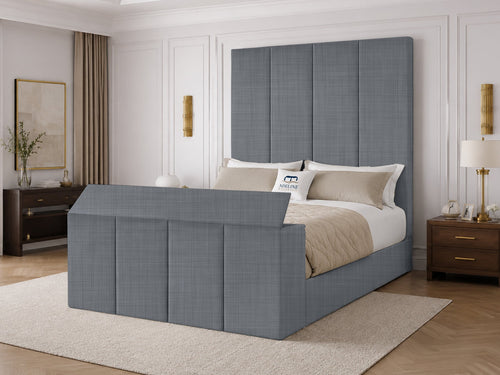 Marquee Panel Storage TV Bed Set with End Lift – 54" Floor Standing Headboard