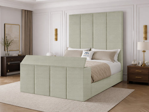 Marquee Panel Storage TV Bed Set with End Lift – 54" Floor Standing Headboard