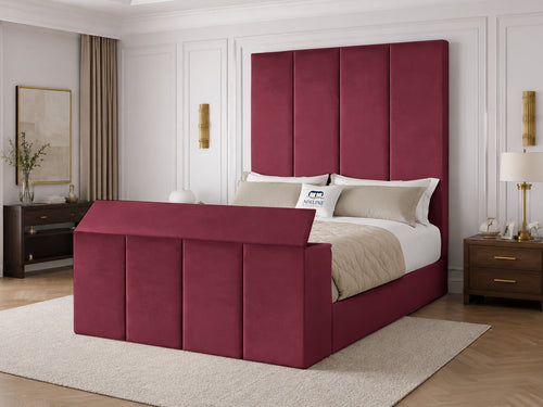 Marquee Panel Storage TV Bed Set with End Lift – 54" Floor Standing Headboard