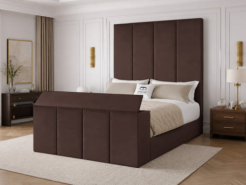 Marquee Panel Storage TV Bed Set with End Lift – 54" Floor Standing Headboard