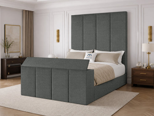 Marquee Panel Storage TV Bed Set with End Lift – 60" Floor Standing Headboard