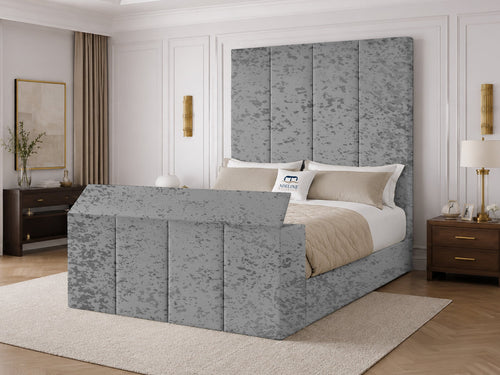 Marquee Panel Storage TV Bed Set with End Lift – 60" Floor Standing Headboard