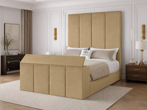 Marquee Panel Storage TV Bed Set with End Lift – 60" Floor Standing Headboard
