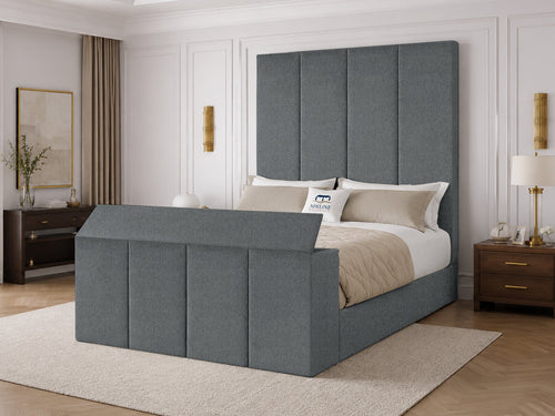 Marquee Panel Storage TV Bed Set with End Lift – 60" Floor Standing Headboard