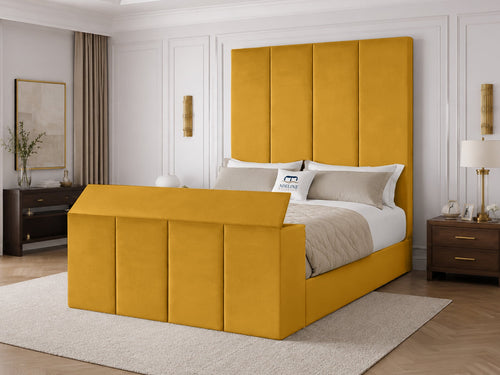 Marquee Panel Storage TV Bed Set with End Lift – 60" Floor Standing Headboard