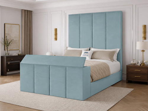 Marquee Panel Storage TV Bed Set with End Lift – 60" Floor Standing Headboard