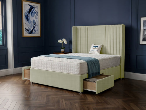 Mayfair Vertical Channel Divan Bed Set with Storage Drawers, Floor Standing Headboard & Footboard