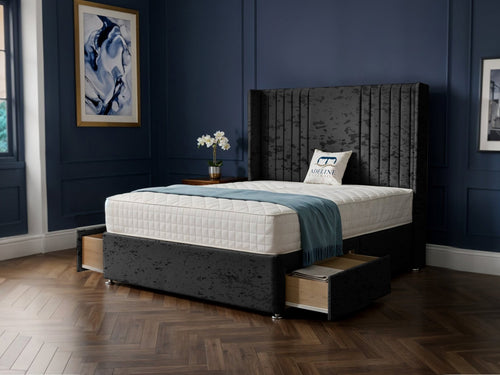 Mayfair Vertical Channel Divan Bed Set with Storage Drawers, Floor Standing Headboard & Footboard