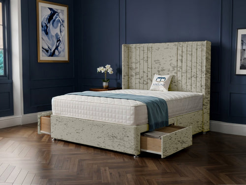 Mayfair Vertical Channel Divan Bed Set with Storage Drawers, Floor Standing Headboard & Footboard